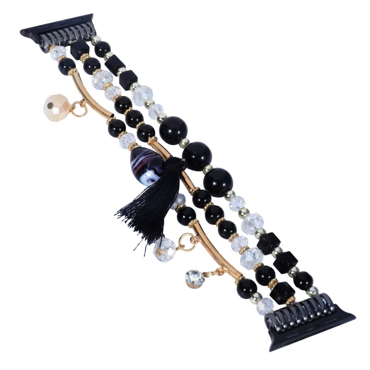 Round Bead Chain Watch Band For Apple Watch Series 9&8&7 41mm / SE 3&SE 2&6&SE&5&4 40mm / 3&2&1 38mm(Black) by bashfashion