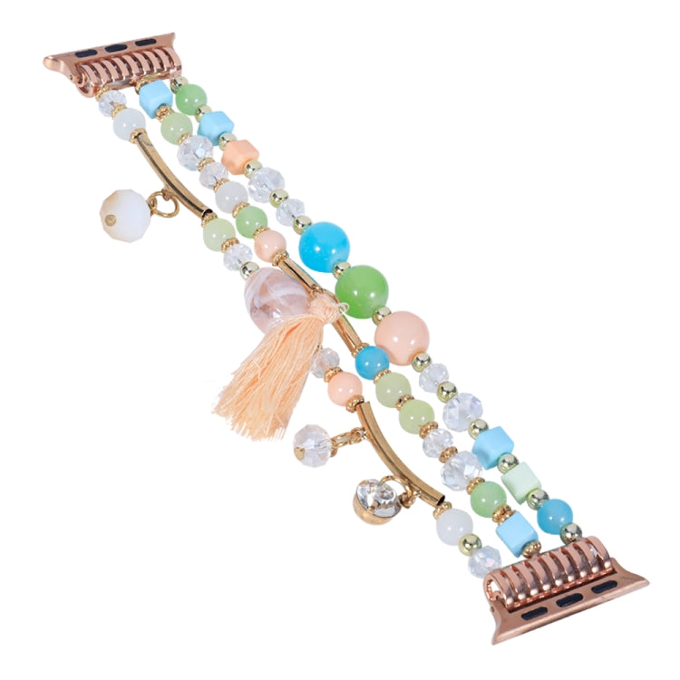 Round Bead Chain Watch Band For Apple Watch Series 9&8&7 41mm / SE 3&SE 2&6&SE&5&4 40mm / 3&2&1 38mm(Pink) by bashfashion