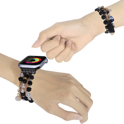 Round Bead Chain Watch Band For Apple Watch Ultra 49mm&Watch Ultra 2 49mm / Series 9&8&7 45mm / SE 3&SE 2&6&SE&5&4 44mm / 3&2&1 42mm(Black) by bashfashion