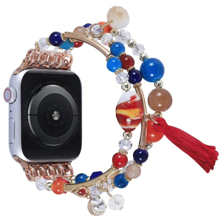 Round Bead Chain Watch Band For Apple Watch Ultra 49mm&Watch Ultra 2 49mm / Series 9&8&7 45mm / SE 3&SE 2&6&SE&5&4 44mm / 3&2&1 42mm(Colorful) by bashfashion