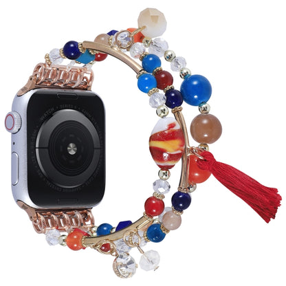 Round Bead Chain Watch Band For Apple Watch Ultra 49mm&Watch Ultra 2 49mm / Series 9&8&7 45mm / SE 3&SE 2&6&SE&5&4 44mm / 3&2&1 42mm(Colorful) by bashfashion