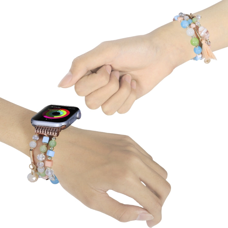 Round Bead Chain Watch Band For Apple Watch Ultra 49mm&Watch Ultra 2 49mm / Series 9&8&7 45mm / SE 3&SE 2&6&SE&5&4 44mm / 3&2&1 42mm(Pink) by bashfashion