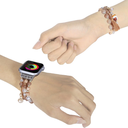 Round Bead Chain Watch Band For Apple Watch Ultra 49mm&Watch Ultra 2 49mm / Series 9&8&7 45mm / SE 3&SE 2&6&SE&5&4 44mm / 3&2&1 42mm(Light Coffee) by bashfashion