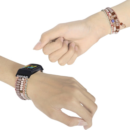 For Fitbit Charge 5 Eye Bead Chain Watch Band(Light Coffee) by bashfashion