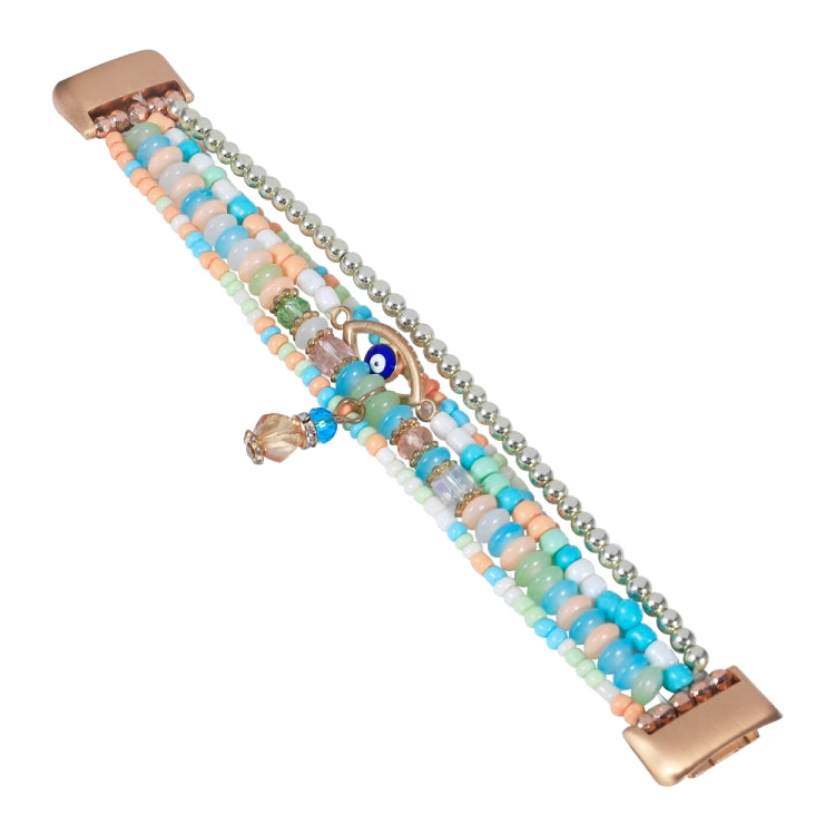 For Fitbit Charge 5 Eye Bead Chain Watch Band(Pink) by bashfashion