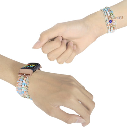 For Fitbit Charge 5 Eye Bead Chain Watch Band(Pink) by bashfashion