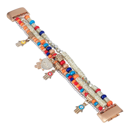 For Fitbit Charge 5 Palm Bead Chain Watch Band(Colorful) by bashfashion