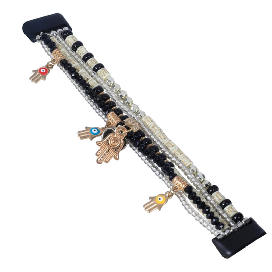 For Fitbit Charge 5 Palm Bead Chain Watch Band(Black) by bashfashion