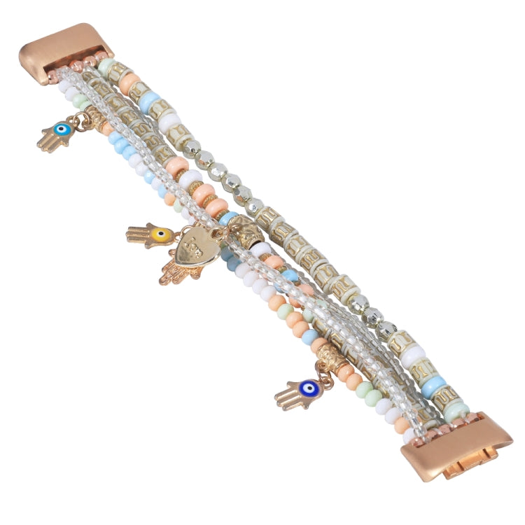 For Fitbit Charge 5 Palm Bead Chain Watch Band(Pink) by bashfashion