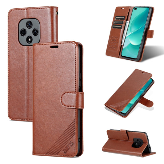 For Huawei Nova 9Z 5G AZNS Sheepskin Texture Flip Leather Phone Case(Brown) by AZNS