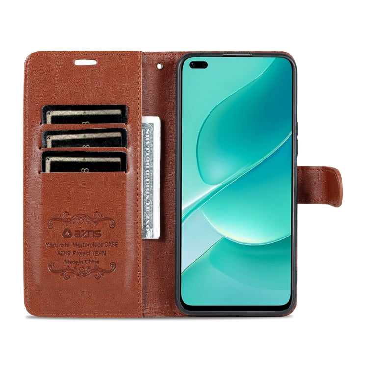 For Huawei Nova 9Z 5G AZNS Sheepskin Texture Flip Leather Phone Case(Brown) by AZNS