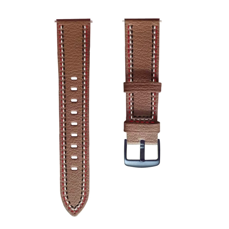 For Huawei Watch GT 3 46mm / GT Runner 22mm Tricolor Stitching Genuine Leather Watch Band(Brown) by bashfashion