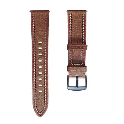 For Huawei Watch GT 3 46mm / GT Runner 22mm Tricolor Stitching Genuine Leather Watch Band(Brown) by bashfashion
