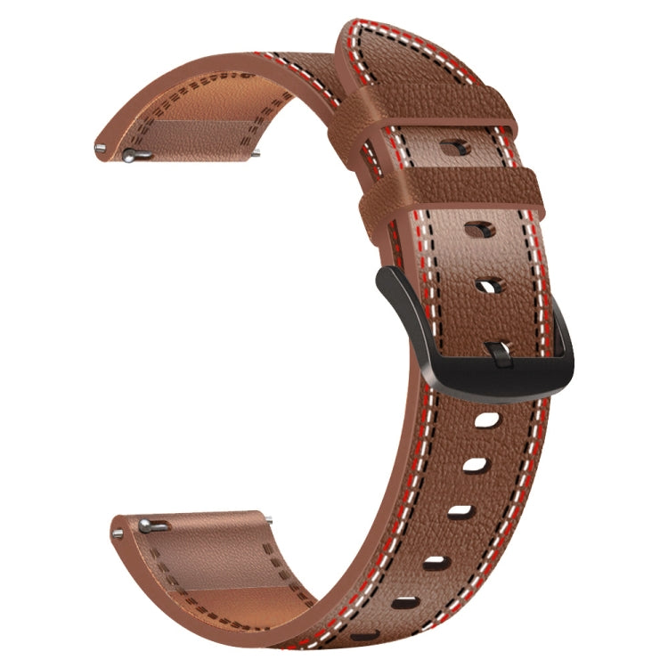 For Huawei Watch GT 3 46mm / GT Runner 22mm Tricolor Stitching Genuine Leather Watch Band(Brown) by bashfashion