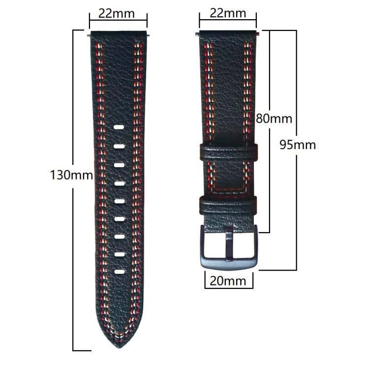 For Huawei Watch GT 3 46mm / GT Runner 22mm Tricolor Stitching Genuine Leather Watch Band(Brown) by bashfashion