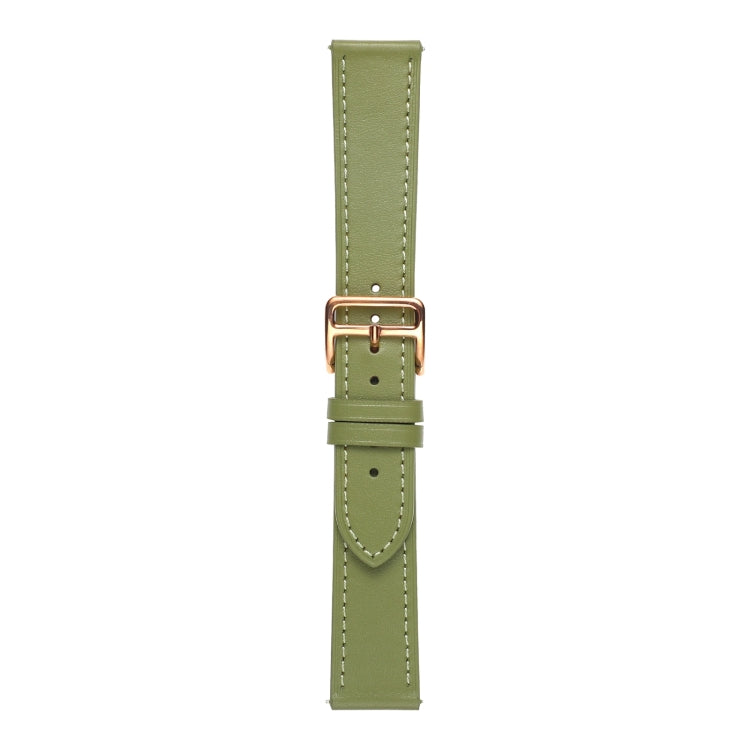 For Samsung Galaxy Watch4 20mm Plain Weave Genuine Leather Watch Band(Avocado Green) by bashfashion
