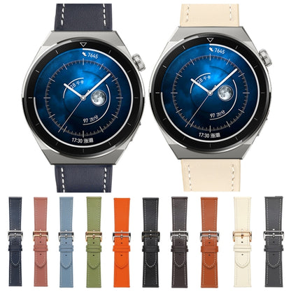 For Samsung Galaxy Watch4 20mm Plain Weave Genuine Leather Watch Band(Midnight Blue) by bashfashion