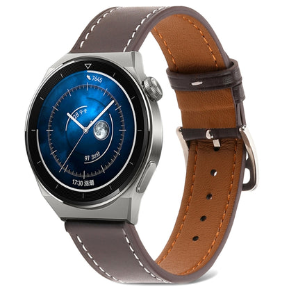 For Huawei Watch GT 3 Pro 22mm Plain Weave Genuine Leather Watch Band(Coffee) by bashfashion