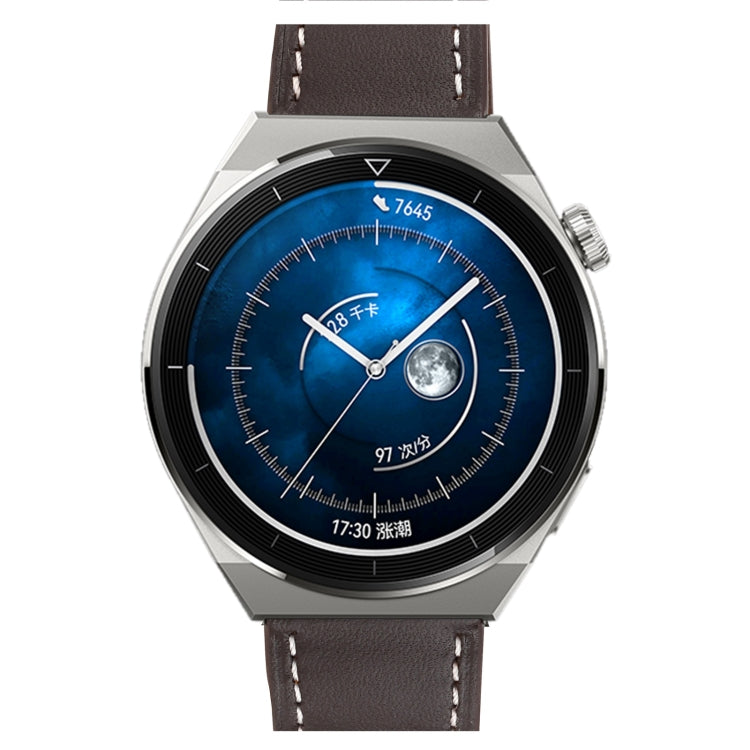 For Huawei Watch GT 3 Pro 22mm Plain Weave Genuine Leather Watch Band(Coffee) by bashfashion
