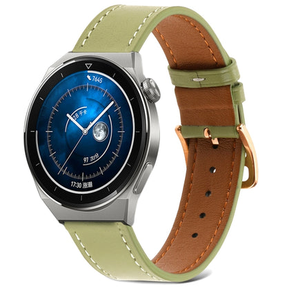 For Huawei Watch GT 3 Pro 22mm Plain Weave Genuine Leather Watch Band(Avocado Green) by bashfashion
