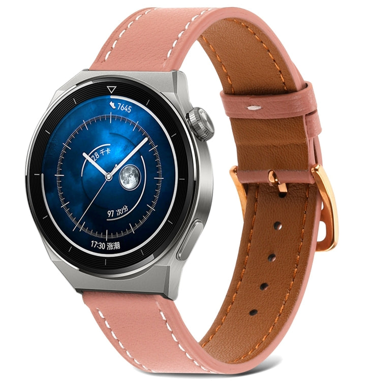 For Huawei Watch GT 3 Pro 22mm Plain Weave Genuine Leather Watch Band(Dark Pink) by bashfashion