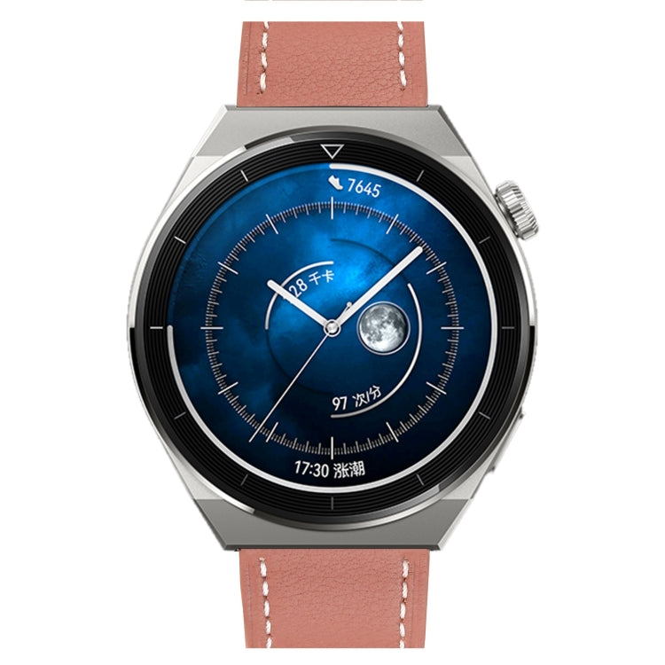 For Huawei Watch GT 3 Pro 22mm Plain Weave Genuine Leather Watch Band(Dark Pink) by bashfashion