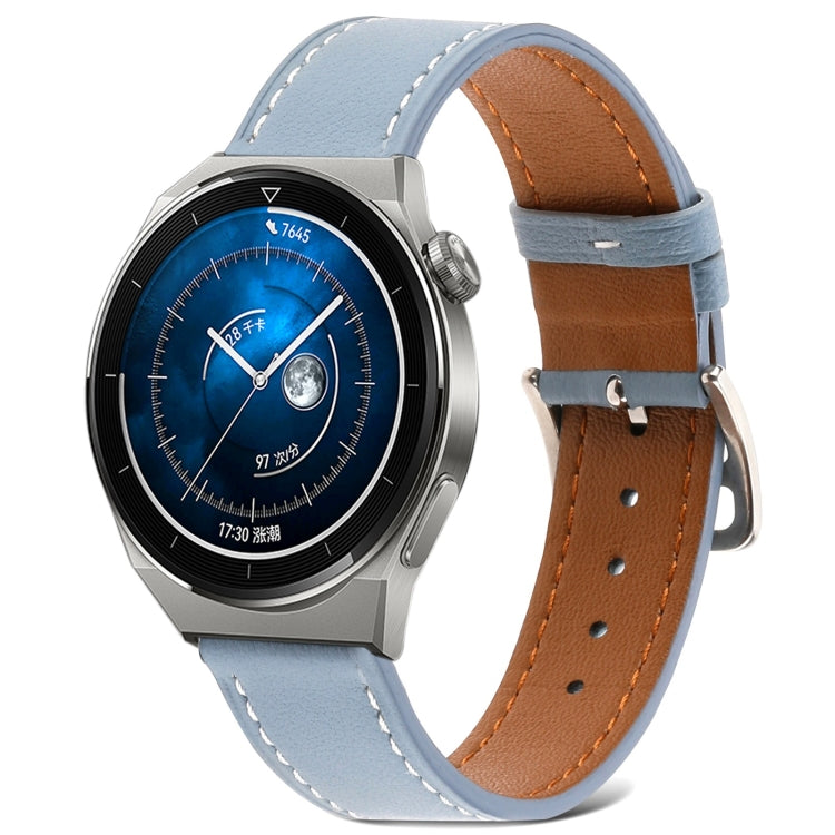 For Huawei Watch GT 3 Pro 22mm Plain Weave Genuine Leather Watch Band(Sky Blue) by bashfashion