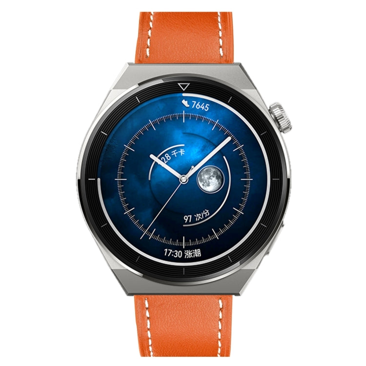 For Huawei Watch GT 3 Pro 22mm Plain Weave Genuine Leather Watch Band(Brown) by bashfashion