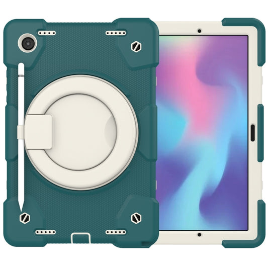 For Samsung Galaxy Tab A8 10.5 2021 Silicone + PC Full Body Protection Tablet Case With Holder & Strap(Dark Green) by bashfashion