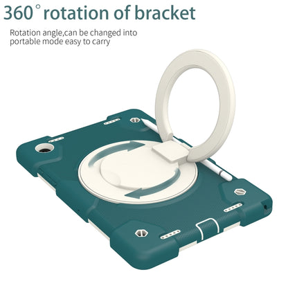 For Samsung Galaxy Tab A8 10.5 2021 Silicone + PC Full Body Protection Tablet Case With Holder & Strap(Dark Green) by bashfashion