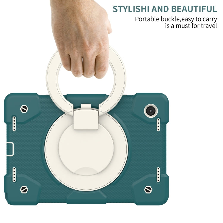 For Samsung Galaxy Tab A8 10.5 2021 Silicone + PC Full Body Protection Tablet Case With Holder & Strap(Dark Green) by bashfashion