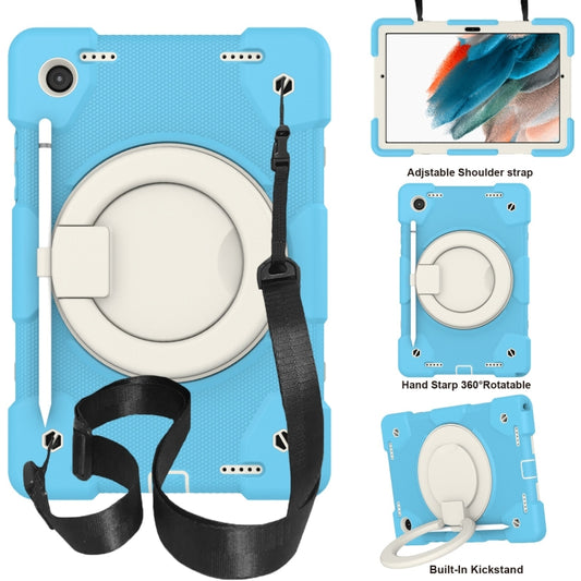 For Samsung Galaxy Tab A8 10.5 2021 Silicone + PC Full Body Protection Tablet Case With Holder & Strap(Sky Blue) by bashfashion