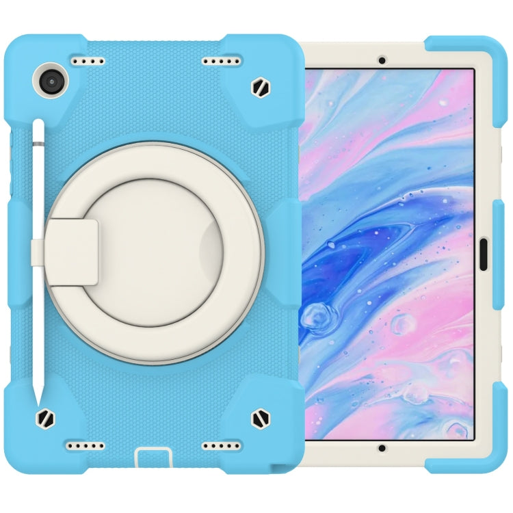 For Samsung Galaxy Tab A8 10.5 2021 Silicone + PC Full Body Protection Tablet Case With Holder & Strap(Sky Blue) by bashfashion