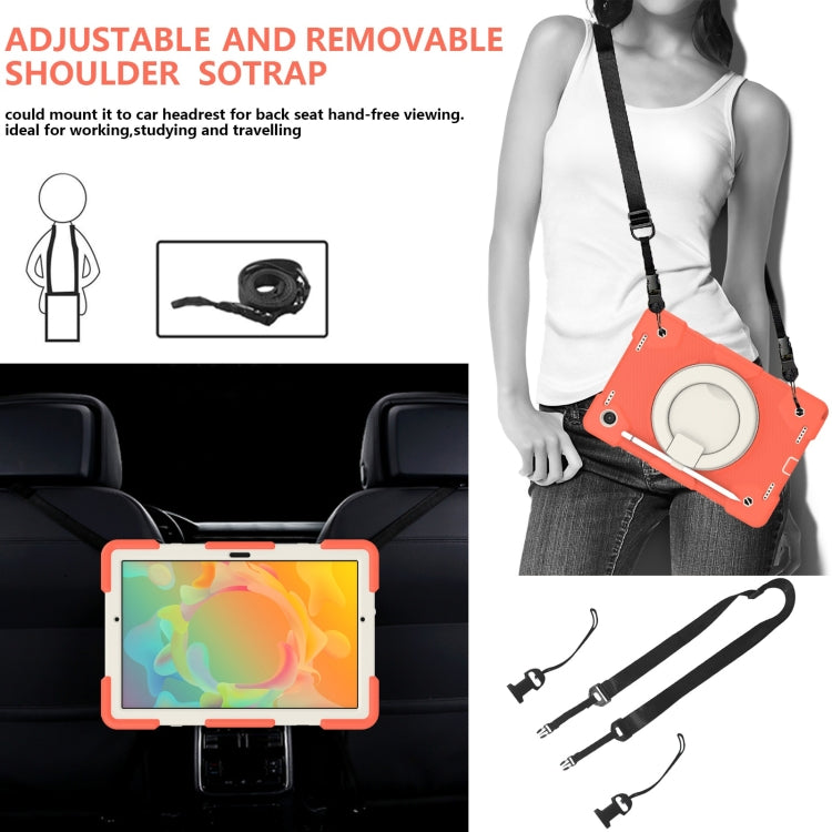 For Samsung Galaxy Tab A8 10.5 2021 Silicone + PC Full Body Protection Tablet Case With Holder & Strap(Orange) by bashfashion
