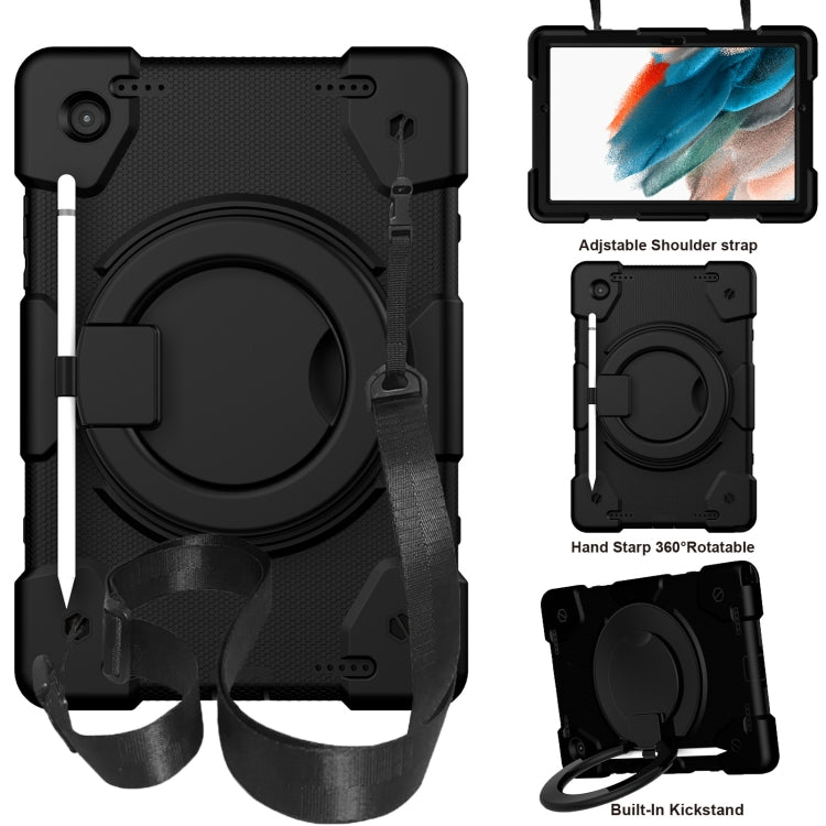 For Samsung Galaxy Tab A8 10.5 2021 Silicone + PC Full Body Protection Tablet Case With Holder & Strap(Black) by bashfashion