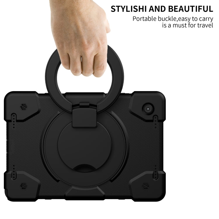 For Samsung Galaxy Tab A8 10.5 2021 Silicone + PC Full Body Protection Tablet Case With Holder & Strap(Black) by bashfashion