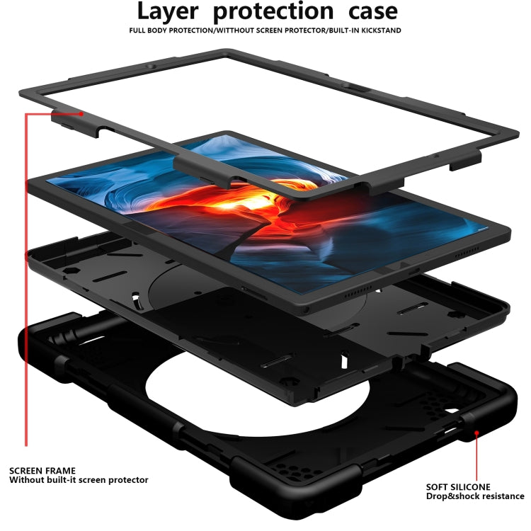 For Samsung Galaxy Tab A8 10.5 2021 Silicone + PC Full Body Protection Tablet Case With Holder & Strap(Black) by bashfashion