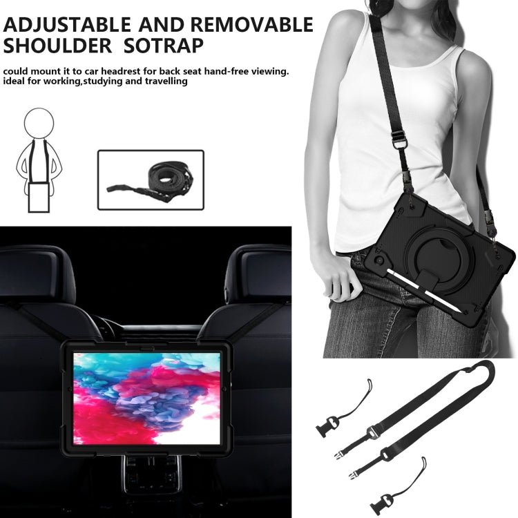 For Samsung Galaxy Tab A8 10.5 2021 Silicone + PC Full Body Protection Tablet Case With Holder & Strap(Black) by bashfashion