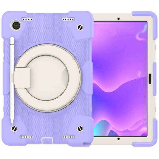 For Samsung Galaxy Tab A8 10.5 2021 Silicone + PC Full Body Protection Tablet Case With Holder & Strap(Purple) by bashfashion