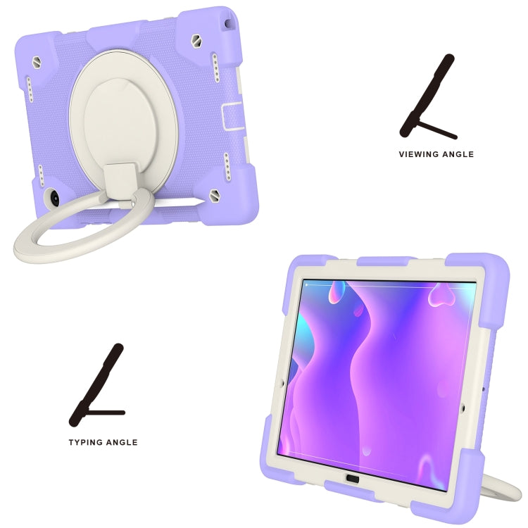 For Samsung Galaxy Tab A8 10.5 2021 Silicone + PC Full Body Protection Tablet Case With Holder & Strap(Purple) by bashfashion
