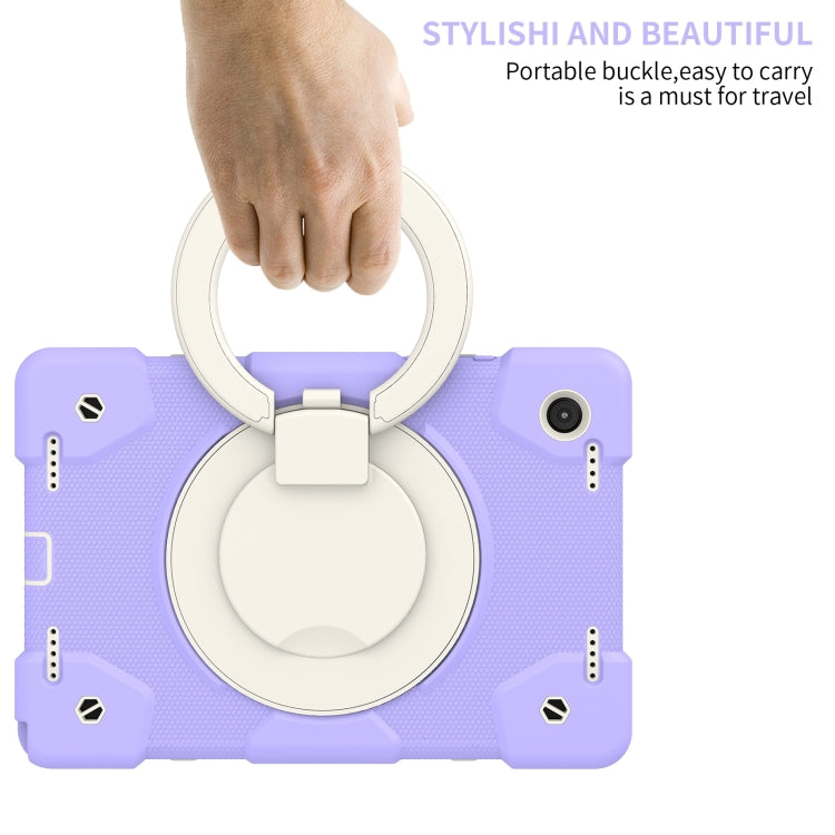 For Samsung Galaxy Tab A8 10.5 2021 Silicone + PC Full Body Protection Tablet Case With Holder & Strap(Purple) by bashfashion