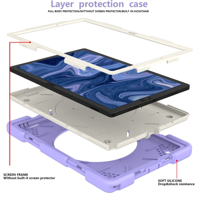 For Samsung Galaxy Tab A8 10.5 2021 Silicone + PC Full Body Protection Tablet Case With Holder & Strap(Purple) by bashfashion