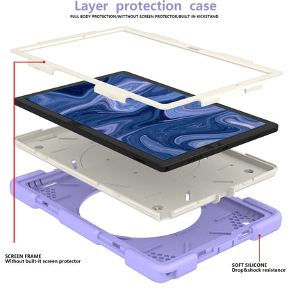 For Samsung Galaxy Tab A8 10.5 2021 Silicone + PC Full Body Protection Tablet Case With Holder & Strap(Purple) by bashfashion
