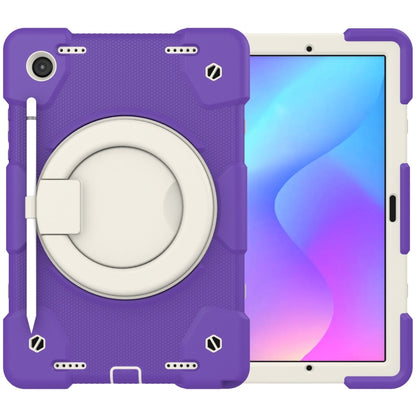 For Samsung Galaxy Tab A8 10.5 2021 Silicone + PC Full Body Protection Tablet Case With Holder & Strap(Dark Purple) by bashfashion