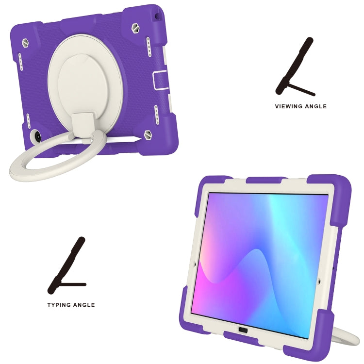 For Samsung Galaxy Tab A8 10.5 2021 Silicone + PC Full Body Protection Tablet Case With Holder & Strap(Dark Purple) by bashfashion