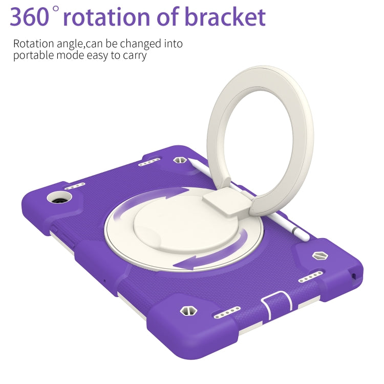 For Samsung Galaxy Tab A8 10.5 2021 Silicone + PC Full Body Protection Tablet Case With Holder & Strap(Dark Purple) by bashfashion