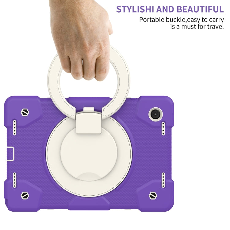 For Samsung Galaxy Tab A8 10.5 2021 Silicone + PC Full Body Protection Tablet Case With Holder & Strap(Dark Purple) by bashfashion