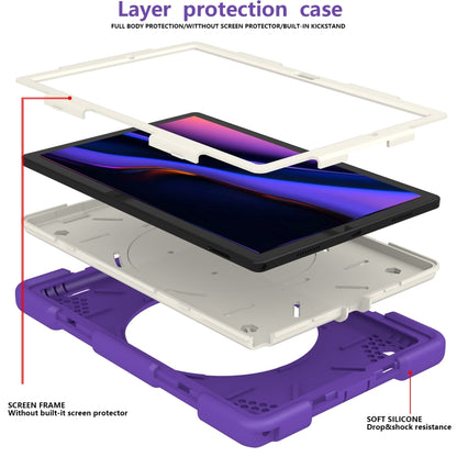 For Samsung Galaxy Tab A8 10.5 2021 Silicone + PC Full Body Protection Tablet Case With Holder & Strap(Dark Purple) by bashfashion