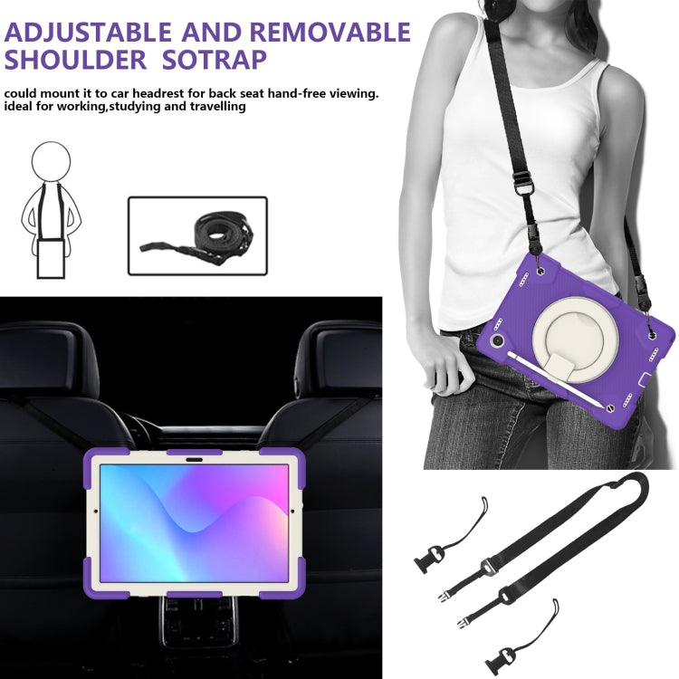 For Samsung Galaxy Tab A8 10.5 2021 Silicone + PC Full Body Protection Tablet Case With Holder & Strap(Dark Purple) by bashfashion