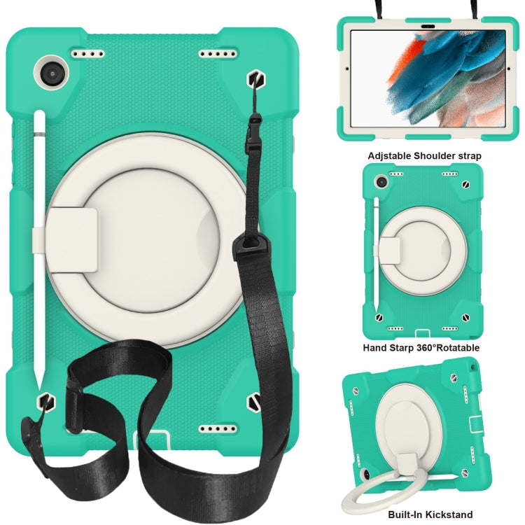 For Samsung Galaxy Tab A8 10.5 2021 Silicone + PC Full Body Protection Tablet Case With Holder & Strap(Mint Green) by bashfashion